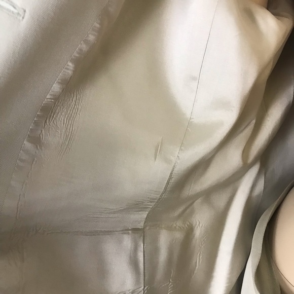 Vintage 100% silk khaki pant suit wide pleated leg - Picture 9 of 11